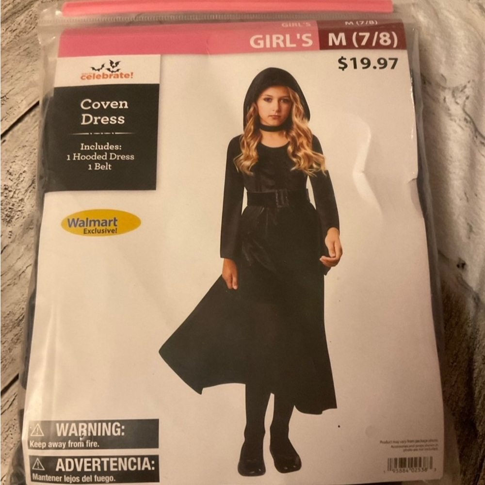 Girls coven hooded dress 7/8 Halloween new